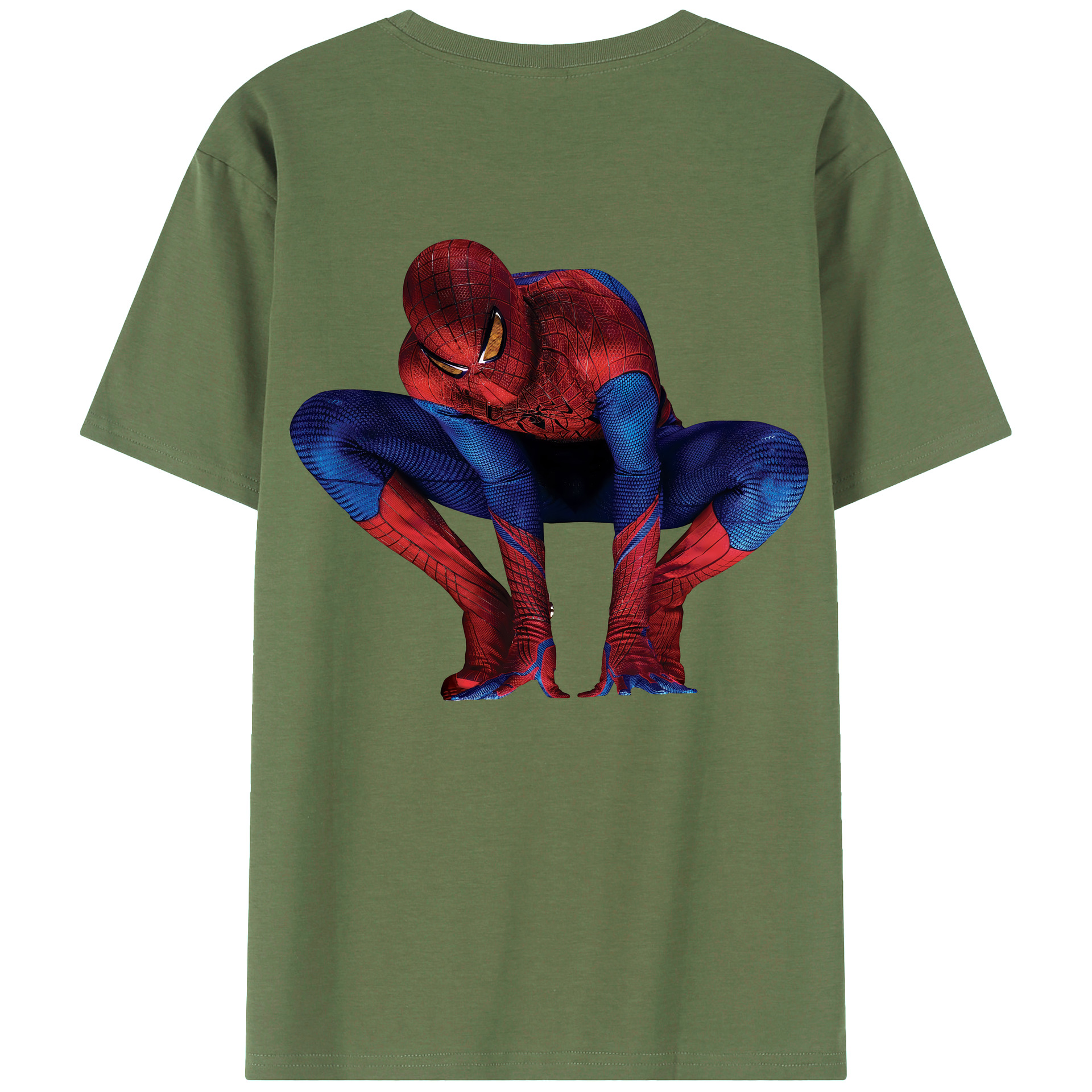 （画像用） Spider Man スパイダーマン 綿100％ メンズ半袖Tシャツ（バックプリント） 通気性